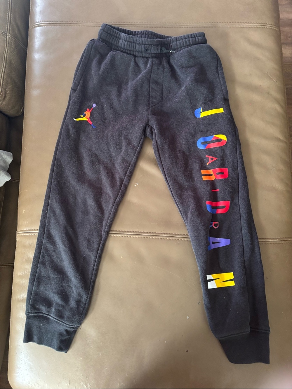 Jordan Black Kids' Sweatpants with Multicolor Logo